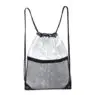Customized logo waterproof plastic transparent sport storage bag clear gym fitness pvc drawstring backpack