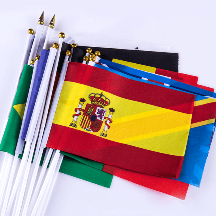 Promotion product 21*14cm political flags hand waving flag custom uk england french hand held bunting uk flags