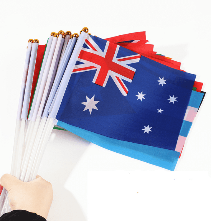 Promotion product 21*14cm political flags hand waving flag custom uk england french hand held bunting uk flags