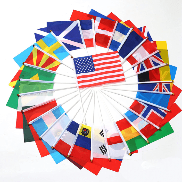 Promotion product 21*14cm political flags hand waving flag custom uk england french hand held bunting uk flags