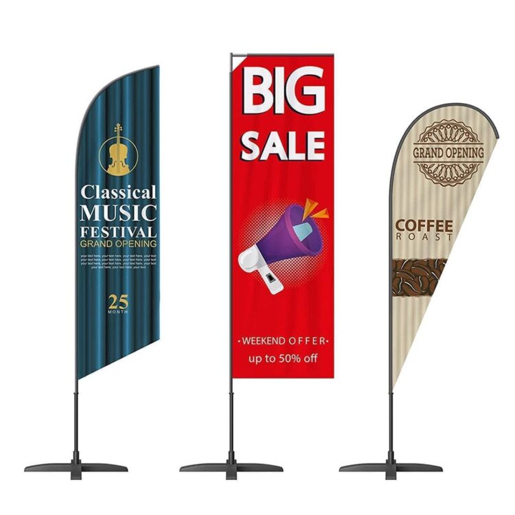 Low moq custom wholesale flying beach flag banner promotional advertising wind outdoor custom feather flags