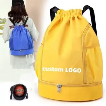 New waterproof folding travel gym sport bag men women backpack custom logo fitness drawstring bag backpack for basketball soccer