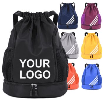 Custom gym draw string sport portable nylon oxford drawstring bag with logo