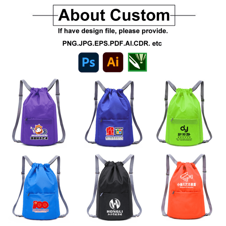 Custom drawstring backpack bag waterproof gym draw string sport portable nylon backpack drawstring bag