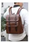 Wholesale leather laptop school bags fashion waterproof travel backpack for men women pu college student backpack
