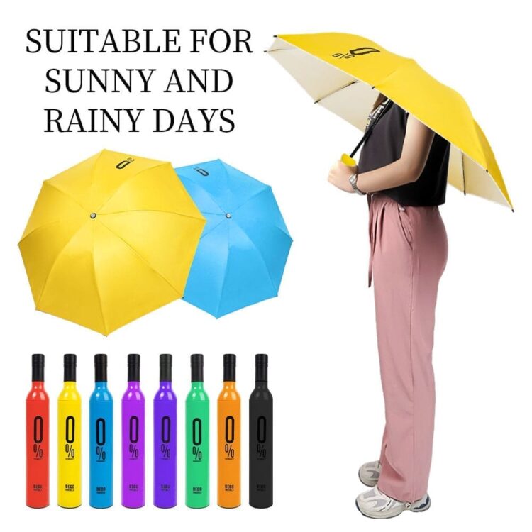 Promotional windproof umbrella wine bottle shape automatic rain men women custom business male large umbrellas with 0% printing