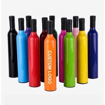 Promotional windproof umbrella wine bottle shape automatic rain men women custom business male large umbrellas with 0% printing