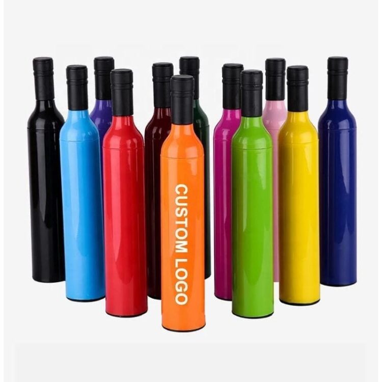 Promotional windproof umbrella wine bottle shape automatic rain men women custom business male large umbrellas with 0% printing