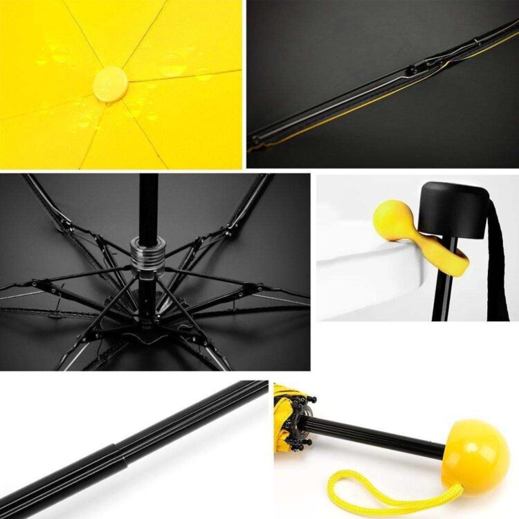 Super sturdy 8 ribs and inverted pole 5 fold mini umbrella 5 folding umbrella