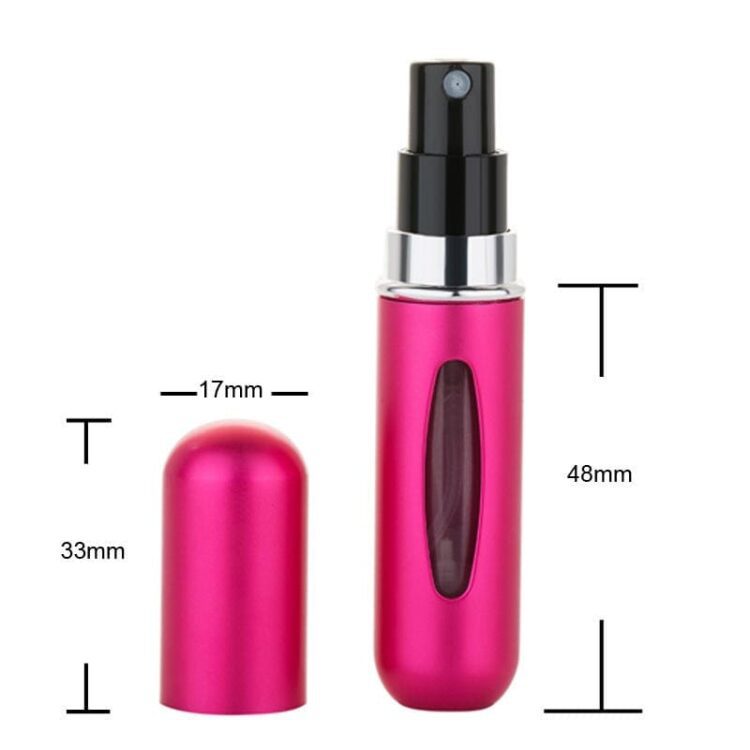 Wholesale 5ml custom laser logo empty small round aluminum pocket refillable perfume portable travel spray bottle