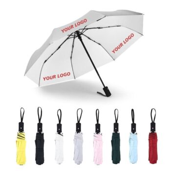 Wholesale custom 3 fold folding foldable windproof uv colour fully-automatic auto open close umbrella for travel outdoor