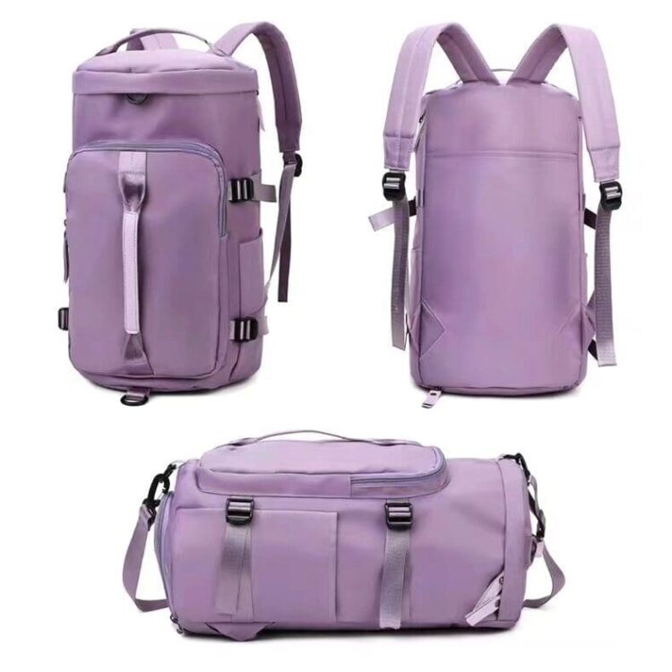 Wholesale free sample custom large capacity backpack sport gym bag women men waterproof shoe space duffel travel bag duffle bag