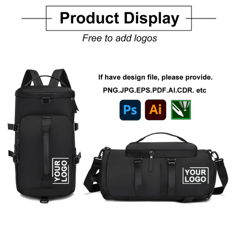 Wholesale free sample custom large capacity backpack sport gym bag women men waterproof shoe space duffel travel bag duffle bag