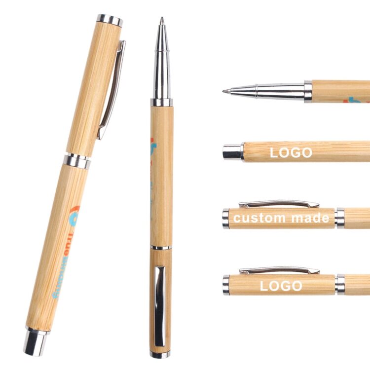 Wholesale high quality advertisement wooden bamboo gel ink pen with printed logo