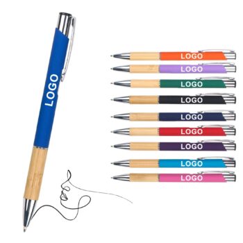 Wholesale recyclable bamboo ballpoint pen with logo printing customized advertising
