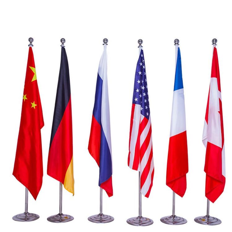 Single double side mini desk flag with metal pole and base small table flag for office