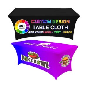Wholesale 6ft 8ft spandex custom restaurant tables cloths hotel dining room decor elastic stretch tablecloth table cover