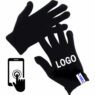 Custom logo stretch winter warm thermal acrylic touch screen grip glove kids children knit magic glove mitten oeko tex