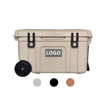 Custom logo latest design ice rotomolded cooler box with wheels