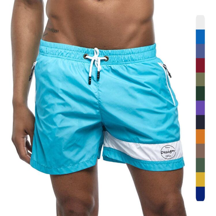 Custom print logo quick dry boardshorts side pockets summer shorts nylon drawstring beach shorts color block shorts for men