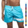 Custom print logo quick dry boardshorts side pockets summer shorts nylon drawstring beach shorts color block shorts for men