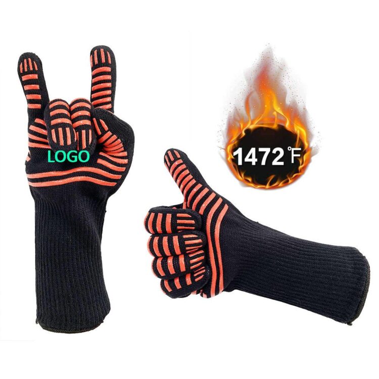 800 degree heat flame resistant silicone five fingers oven cooking gloves kitchen smoker baking pit pot holder black bbq mitt