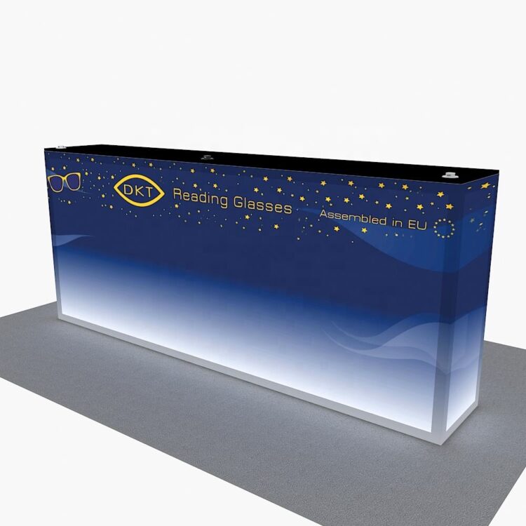 New design 8ft led portable aluminum seg style exhibition custom design expo promotion usb backlit chargeable trade show table