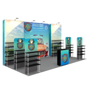 New design 10x20 custom aluminum shelf display portable aluminum expo tradeshow front counter exhibition booth