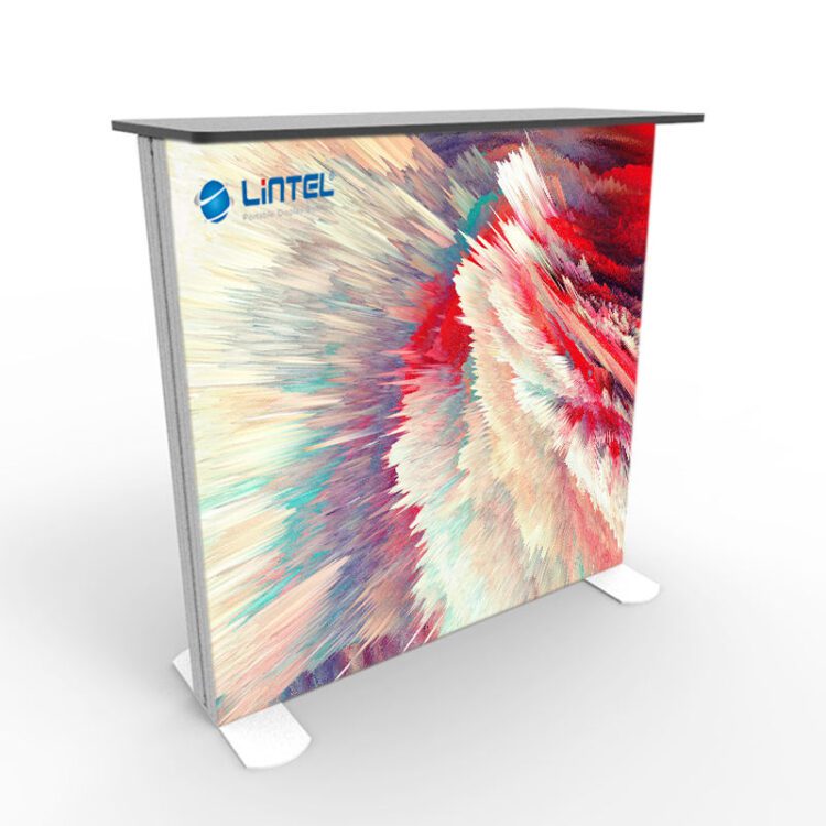 Lingtong exhibition display booth light box counter portable promotional table seg fabric light box counter