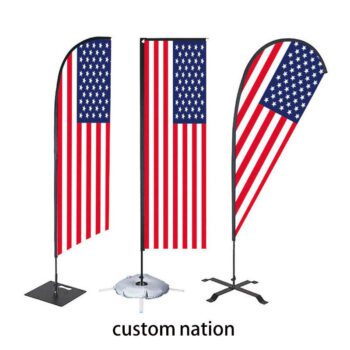 Custom printed bow flags american promotional banners wind swooper base spikes sex blank fear show pole maker