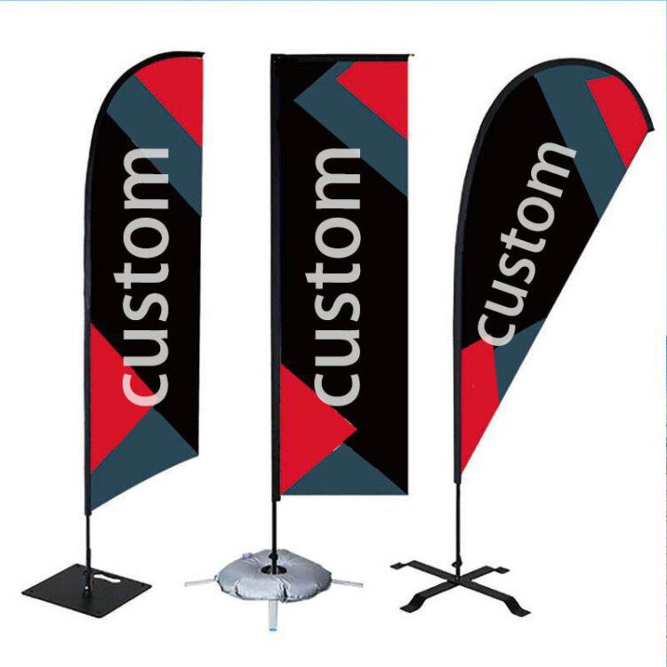 Advertising custom glass fibre flying banners bali bow sail swooper teardrop flag feather beach flag banners with pole