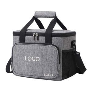 Custom printed 600d polyester lunch bag for office travel picnic portable food takeway shoulder bag thermal insulated cooler bag