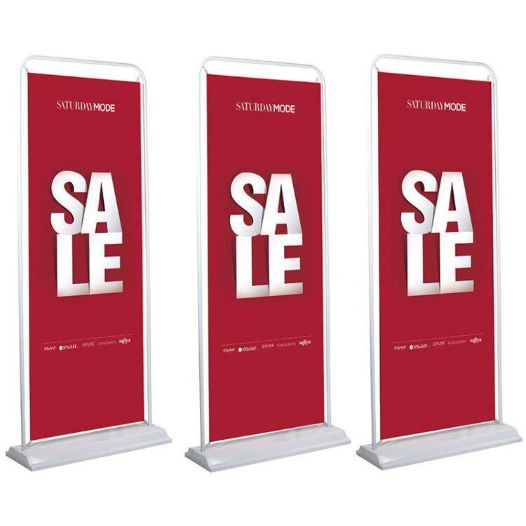 Custom outdoor hanging iron frame door shape banner stand - promotion