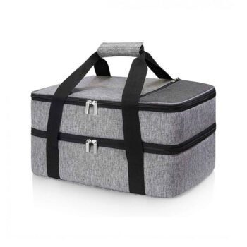 Double layer picnic cooler bag fitness lunch bag thermal lasagna lugger tote insulated casserole carrier for hot or cold food