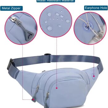 Custom unisex sport nylon fanny pack trendy waist bum bag with logo pattern waterproof sling shoulder belt for outdoor use