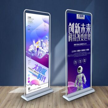 Custom outdoor hanging iron frame door shape banner stand - promotion