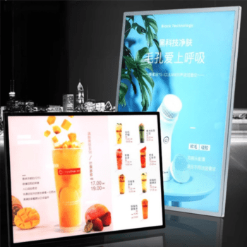 Factory cheapest super slim glowing display board round corner aluminum frame glass drawing light box