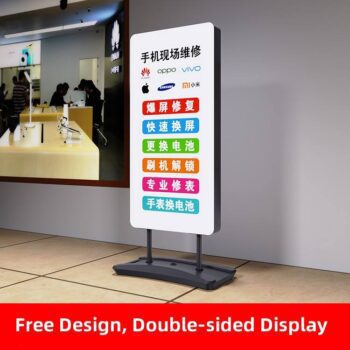 Free standing lighted sign holder led menu display heavy duty slide in poster stand factory wholesale