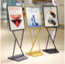 Double sided display floor sign holder stand heavy duty slide-in metal poster stand factory wholesale