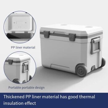 Oem camping portable outdoor customized trolley mobile big cooler box with wheels