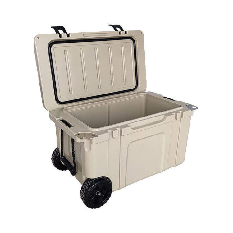 Custom logo latest design ice rotomolded cooler box with wheels