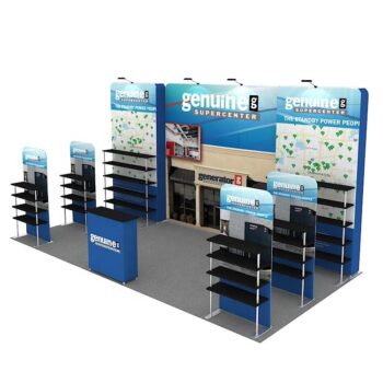 New design 10x20 custom aluminum shelf display portable aluminum expo tradeshow front counter exhibition booth