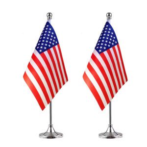 Customized waterproof professional corporate table flag stand with custom logo, desk flag, table flag size