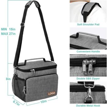 Factory custom office picnic hiking adults insulated leakproof reusable cooler lunch box lunch tote bag for women men kids