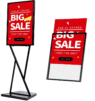 Double sided display floor sign holder stand heavy duty slide-in metal poster stand factory wholesale