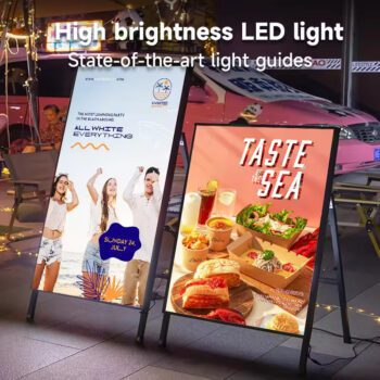Tempering glass poster light box stand menu outdoor billboard display rack vertical floor type poster rack led light box