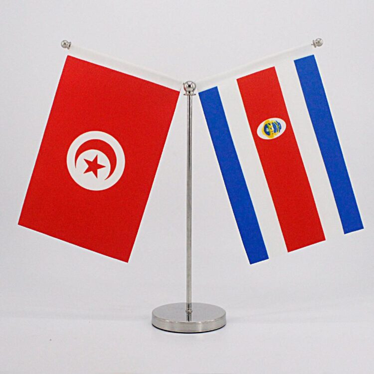 Single double side mini desk flag with metal pole and base small table flag for office