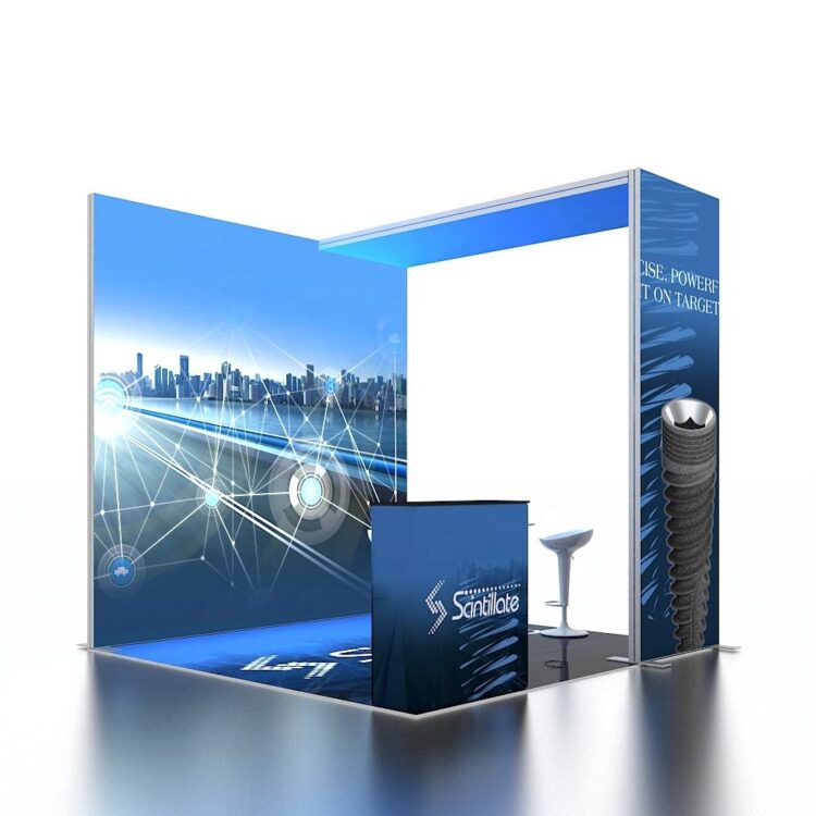 Custom expo fair portable aluminum frame tension fabric modular exhibition led backlit trade show booth display