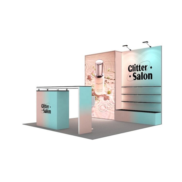 Vogue design high quality seg aluminum illuminated fabric backlit booth exhibition display advertising 10x10 trade show booth