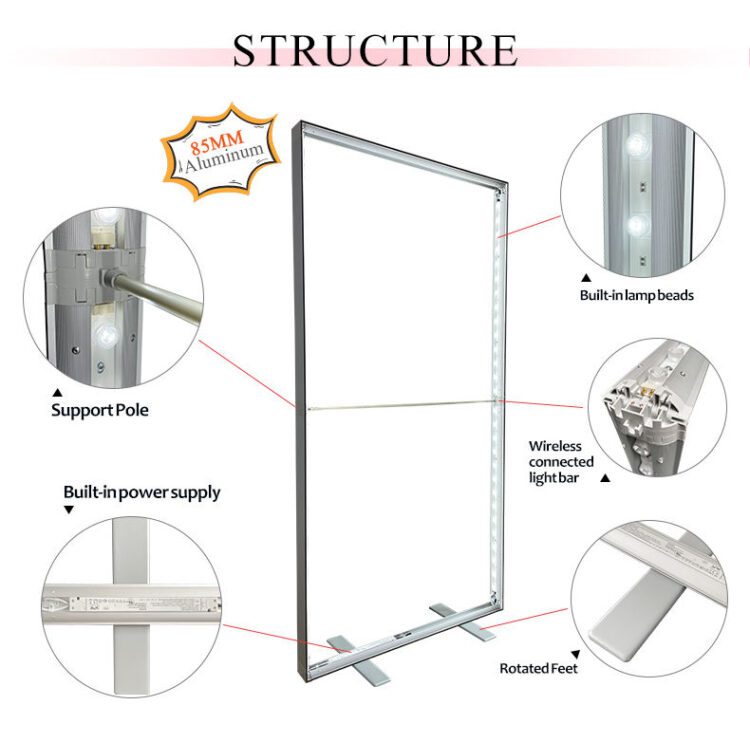 Lingtong trade show display booth led lightbox display advertising led light box 10s assemble seg light box